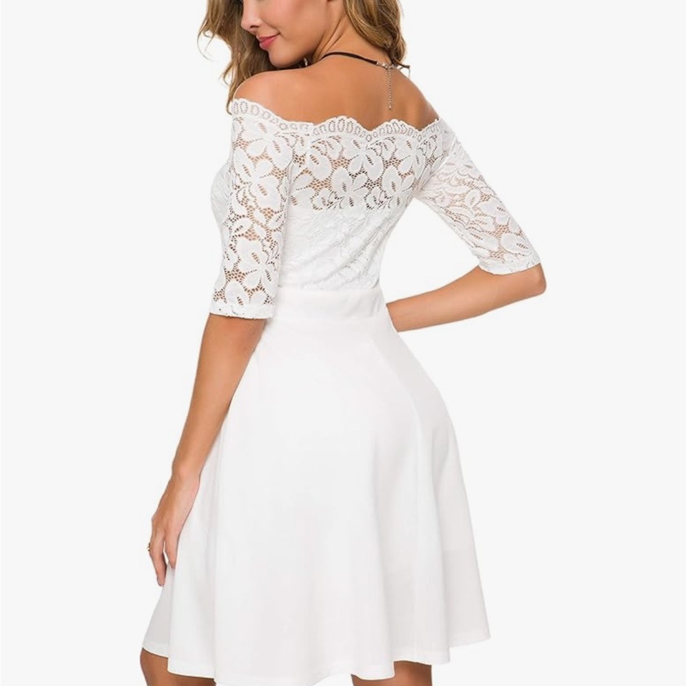 Elegant White Lace Off-Shoulder Dress